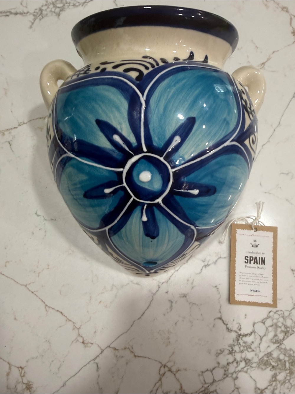 Handcrafted Spanish Blue Floral Ceramic Wall Decor. - Picture 3 of 11